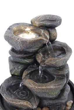 Kiom Zimmerbrunnen Tischbrunnen FoCascate graubraun Led 26 cm 10974, 21 cm Breite