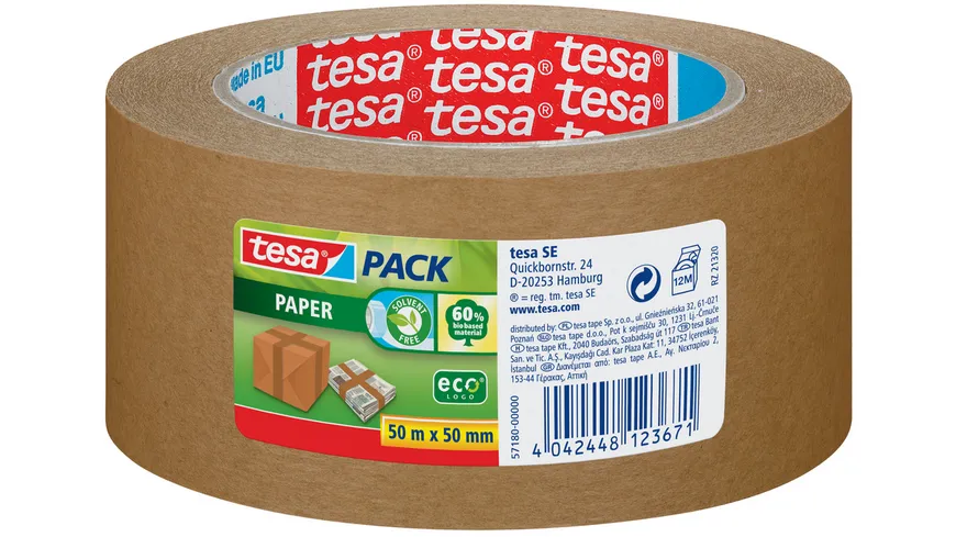 tesapack® Papier ecologo® Verpackungsklebeband 50m x 50mm 50 m