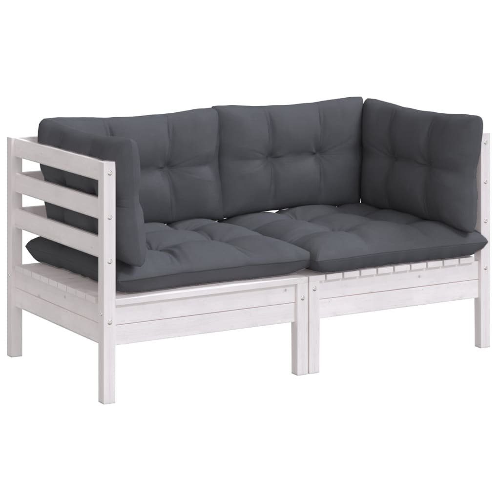 vidaXL Loungesofa 2-Sitzer-Gartensofa mit Anthrazit Kissen Massivholz Kiefer, 1 Teile