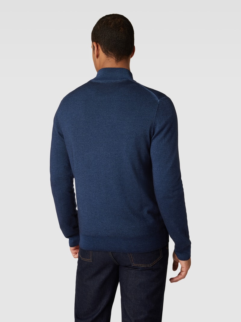 Strickjacke aus Lanawolle mit Zweiwege-Reißverschluss in blau