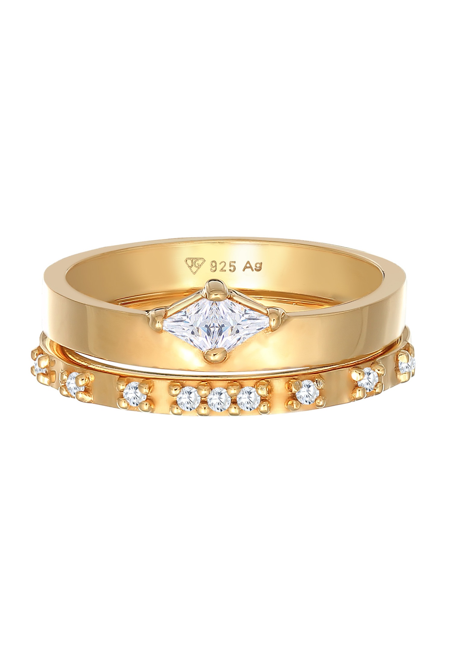 Conjunto de compromiso solitario Elli para mujer con cristales de circonita cúbica en plata de ley 925