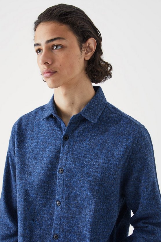 Overshirt in Wolloptik mit Knopfleiste