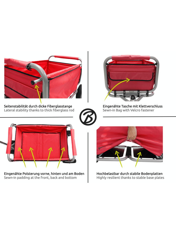 Beachtrekker Beachtrekker LiFe faltbarer Bollerwagen (Rot)   Bremse   Sonnenverdeck günstig kaufen onesize