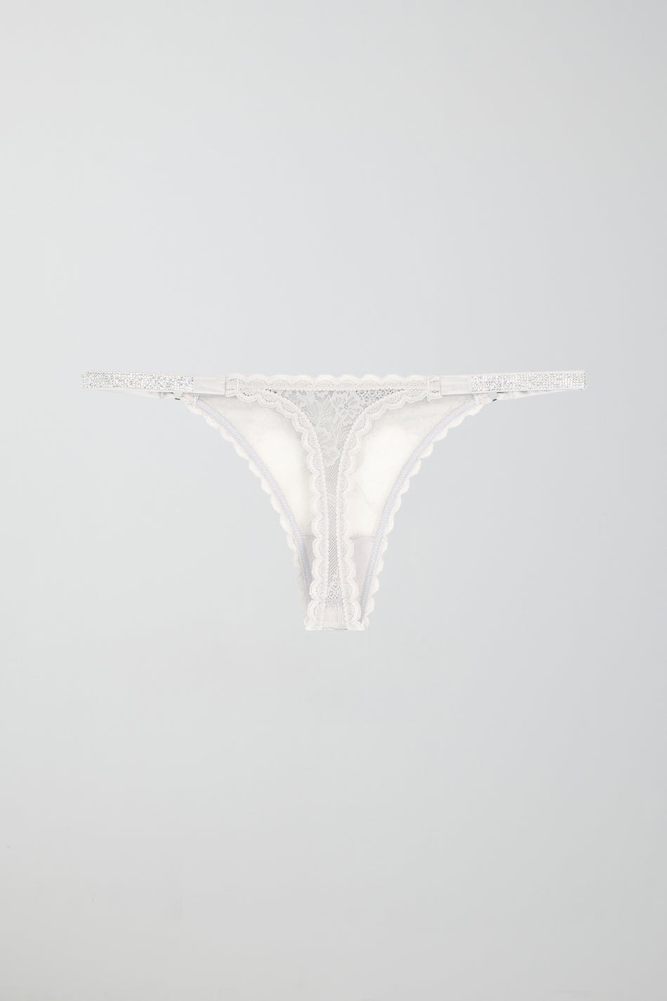 Rhinestone lace thong
