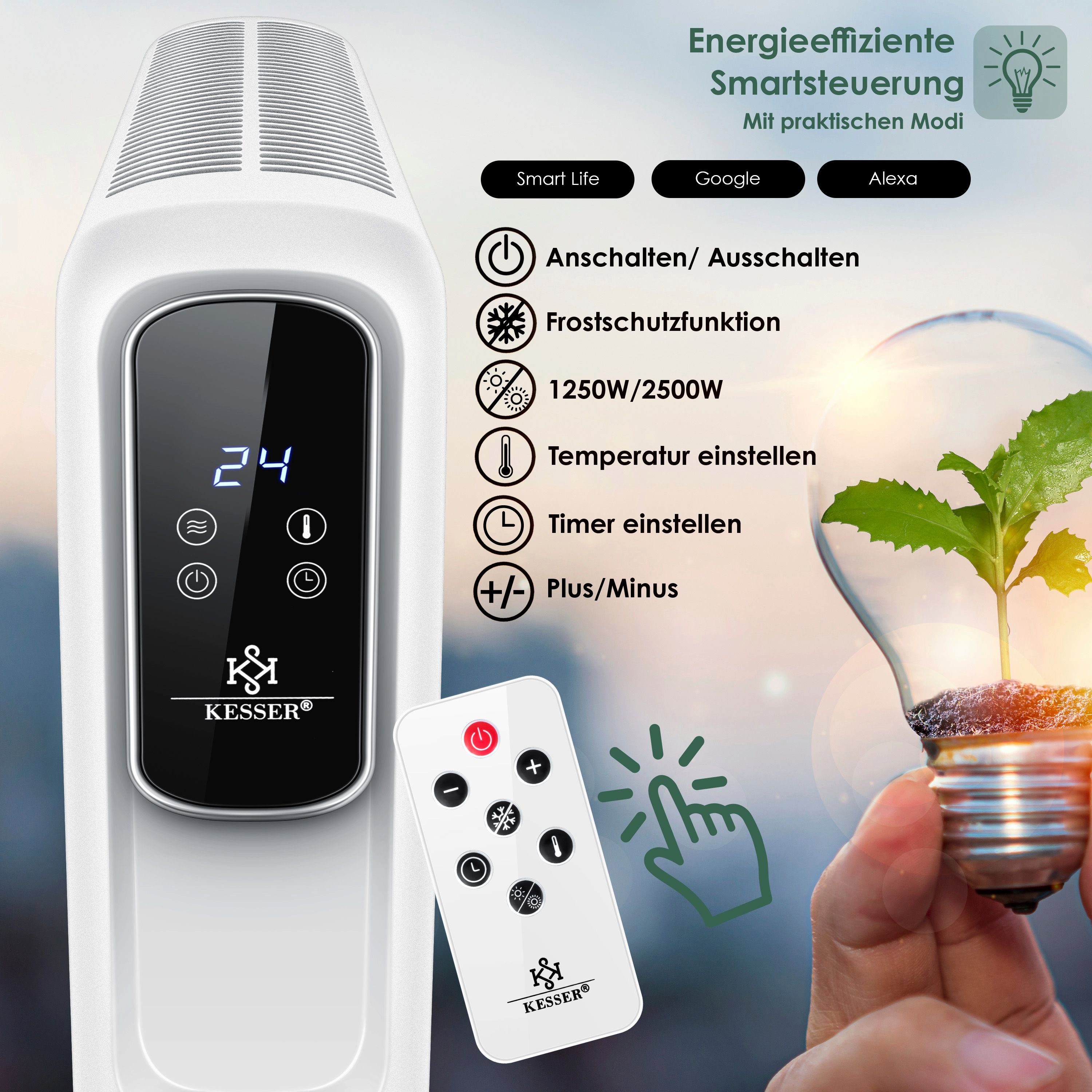 KESSER Heizkörper, Konvektor Elektrische Heizung ECO 2500W Heizkörper