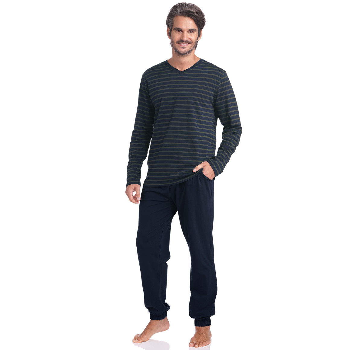 Herren Schlafshirt mit V-Ausschnitt