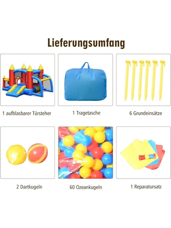COSTWAY Hüpfburg mit 450W Gebläse in Bunt günstig kaufen onesize