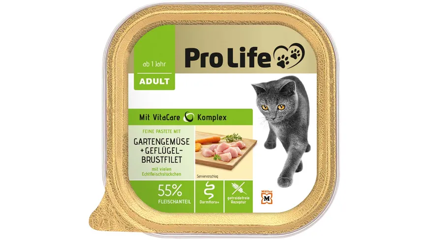 Pro Life Katze Katzennassfutter - Pastete mit Geflügelbrustfilet und Gartengemüse 100 g