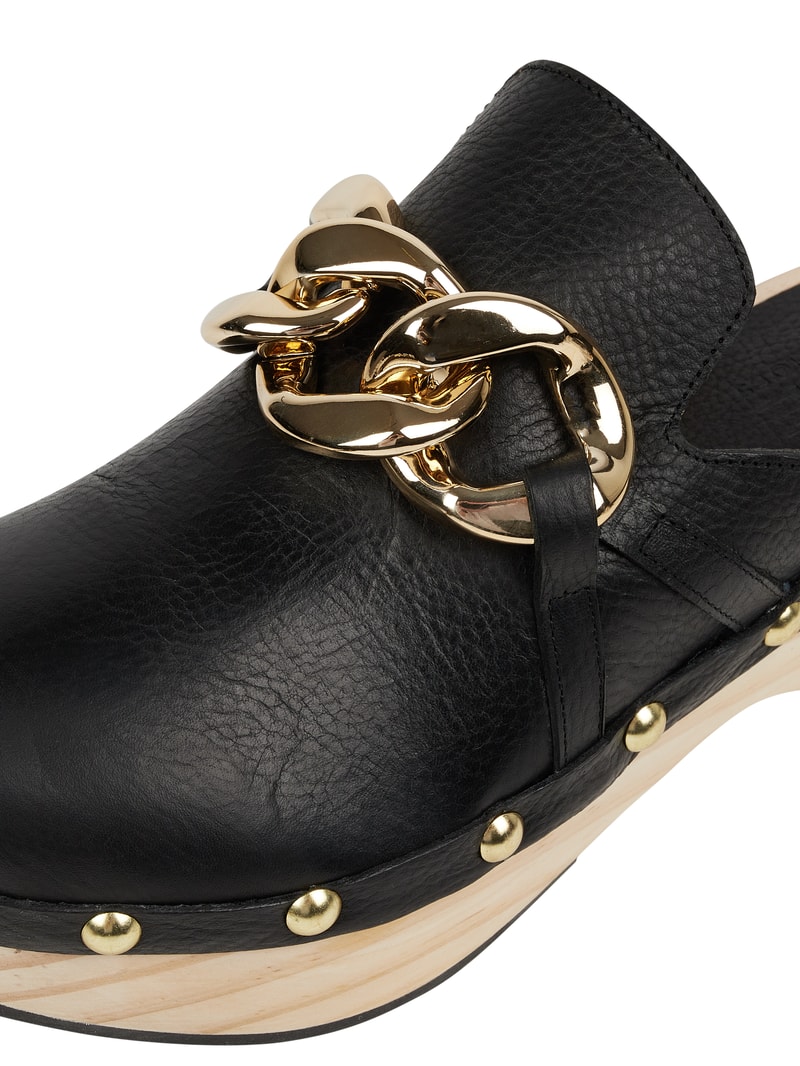 Clogs aus Leder in schwarz