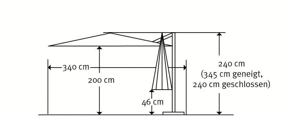 Schneider Schirme Ampelschirm Rhodos Junior, LxB: 270x270 cm, mit Schutzhülle und Schirmständer, ohne Wegeplatten