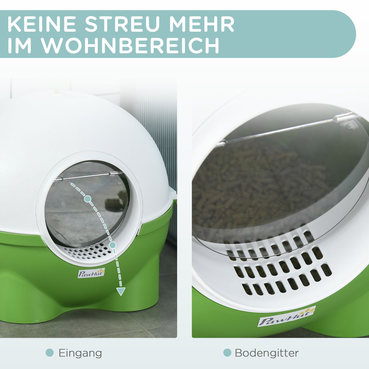 PawHut Katzenklo, Katzentoilette mit Deckel, Schaufel, für Katzen bis 4 kg