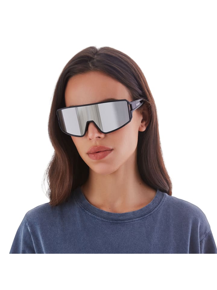 YEAZ SUNWAVE Sport-Sonnenbrille Black/Silver Mirror in silber günstig kaufen onesize