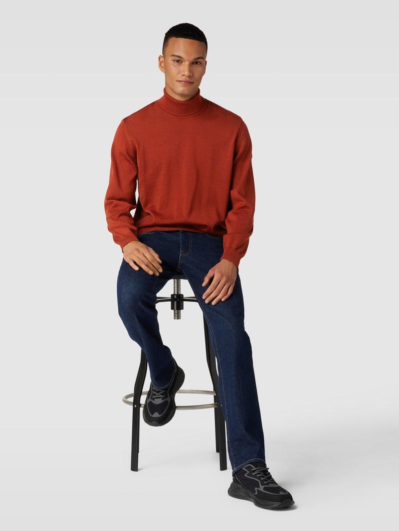 Rollkragenpullover aus Wolle Modell 'ROLLI' in kupfer