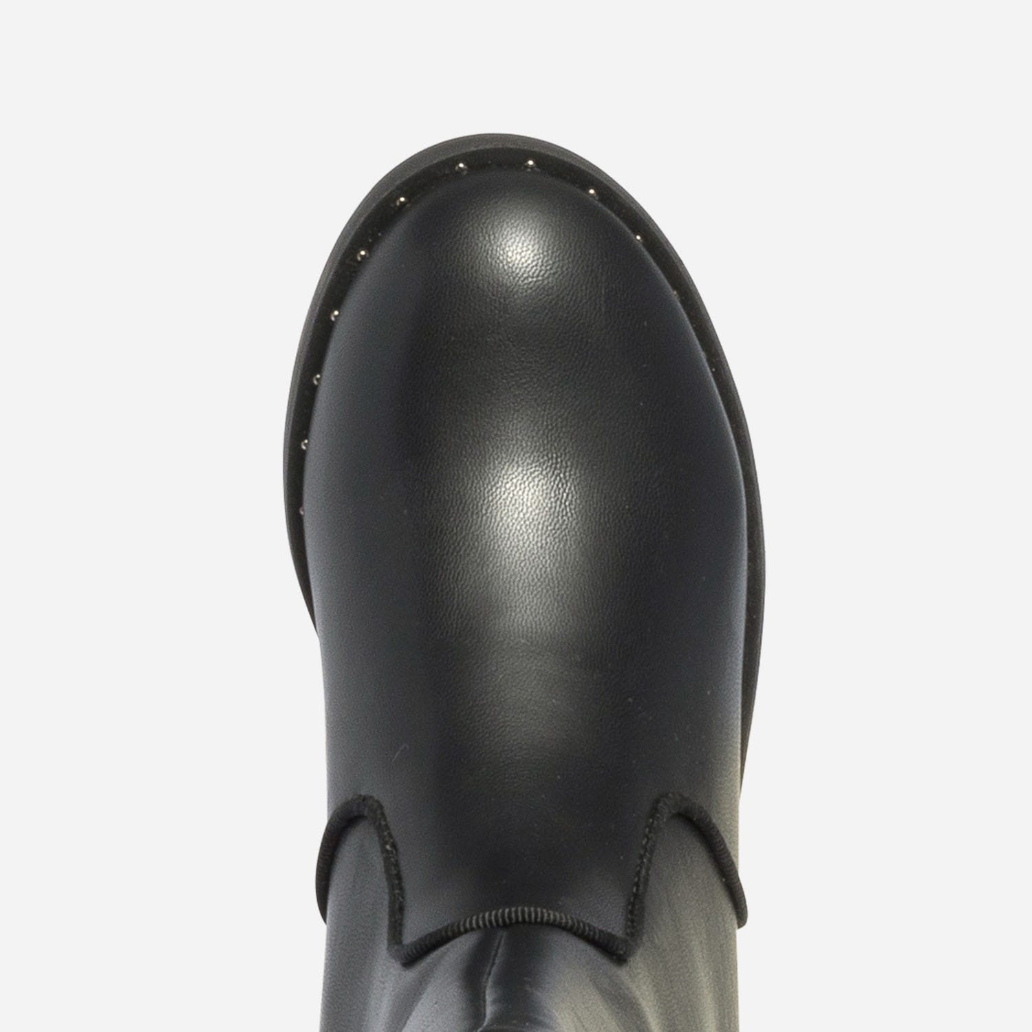 Botte noire en cuir à clous