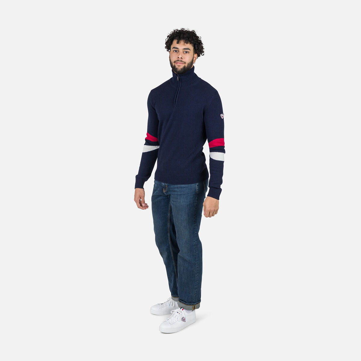 Herrenstrickpullover mit halblangem Reißverschluss Signature