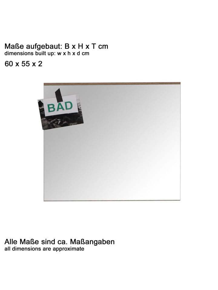 ebuy24 Badspiegel SetOneBad Eiche Dekor 60 x 2 cm günstig kaufen onesize