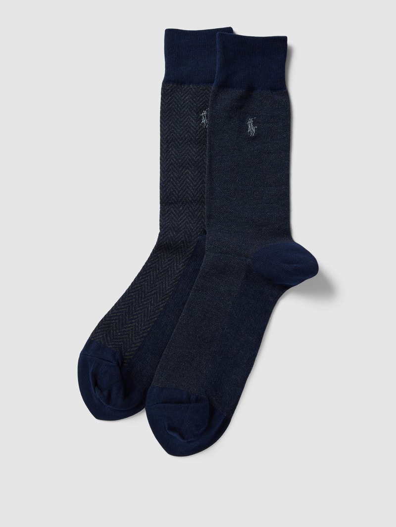 Socken mit grafischem Muster im 2er-Pack in dunkelblau