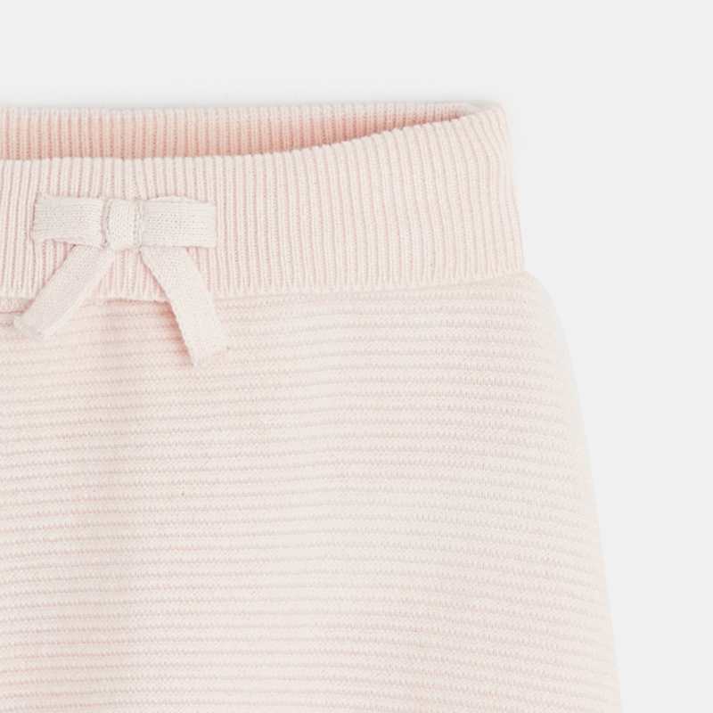 Legging tricot côtelé rose naissance