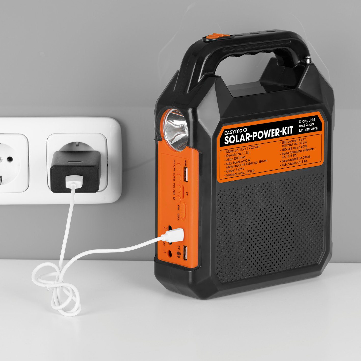 EASYmaxx Stromgenerator Solar-Generator Kit 4500mAh - schwarz/orange, (1-tlg)