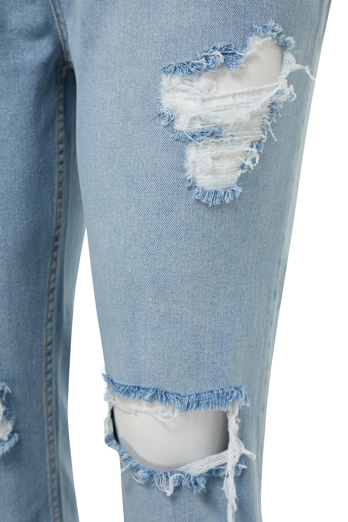 Trendyol Curve  Hellblaue Skinny Jeans mit zerrissenem Detail und hoher Taille TBBSS22JE0187
