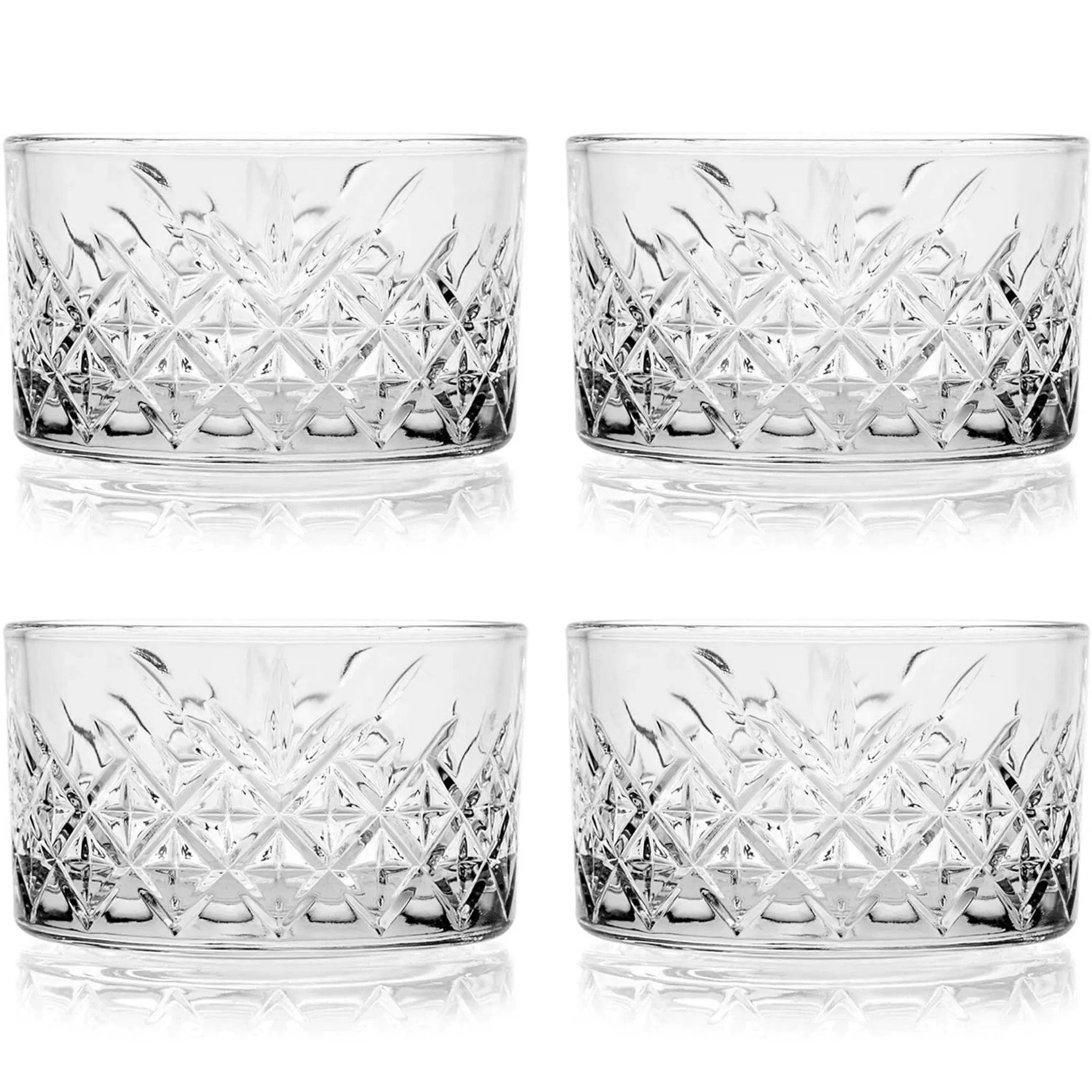 Pasabahce Snackschale Timeless, Glas, (Packung, 4-tlg), Timeless Glasschüsseln 4-er Set, Glasschalen, Knaberschüsseln 225 ml