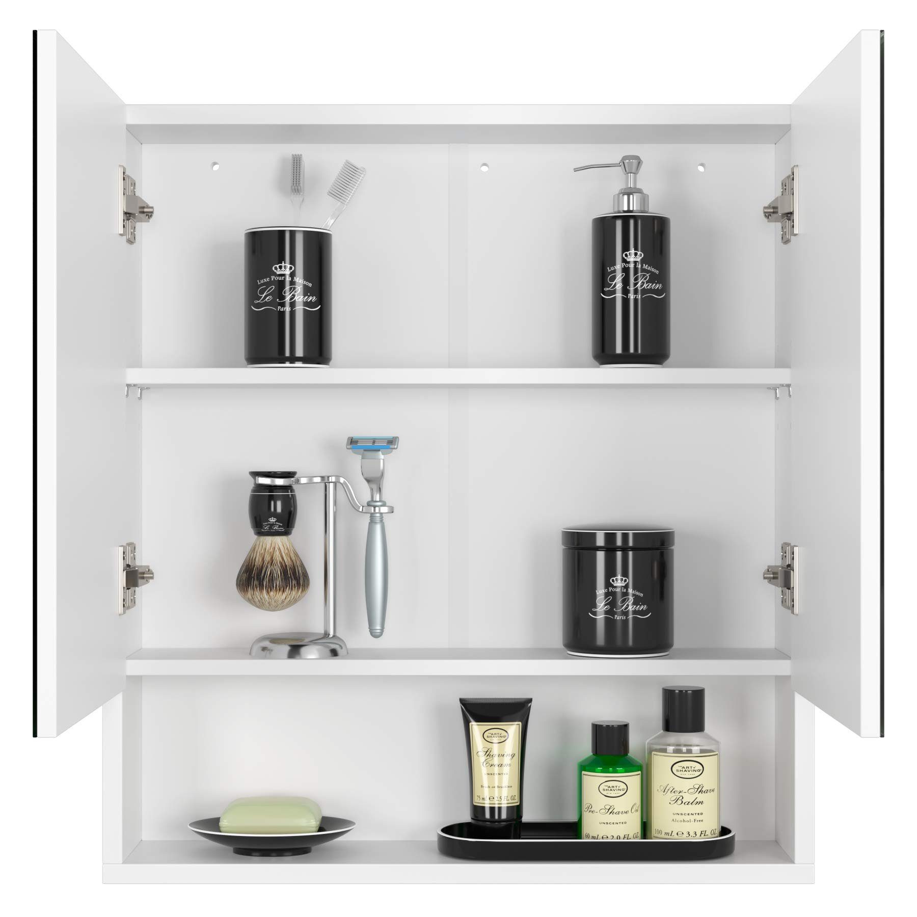 Homfa Spiegelschrank Hängeschrank, Badezimmerschrank, mit Türen und Ablage, 53x58x13cm, weiß