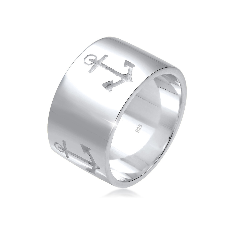 Elli Elli Bague Femmes Bande Ancre Motif Maritime en Argent Sterling 925 Bague