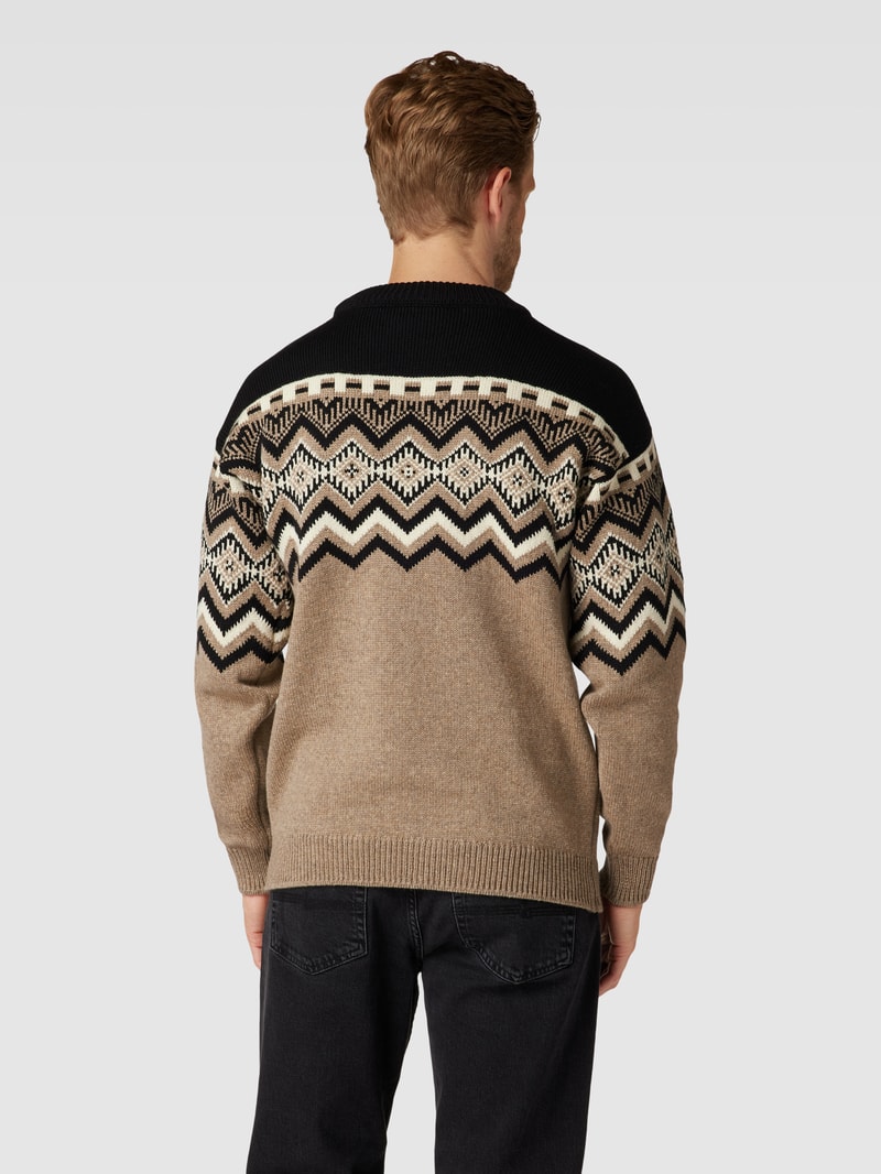 Strickpullover mit Zickzack-Muster Modell 'Randaberg' in haselnuss braun