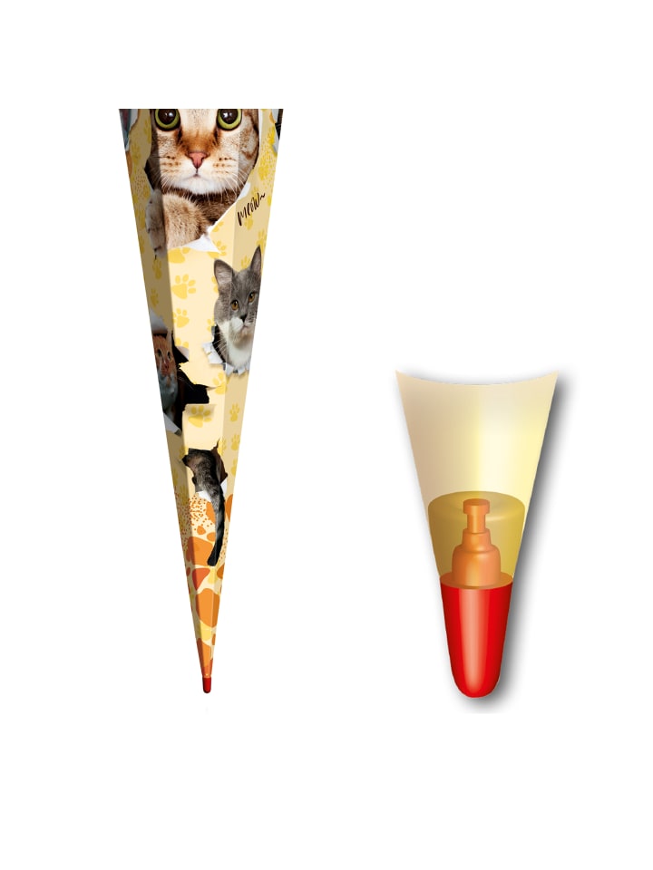 ROTH Schultüte groß Katzenparty 85 cm in Orange günstig kaufen onesize