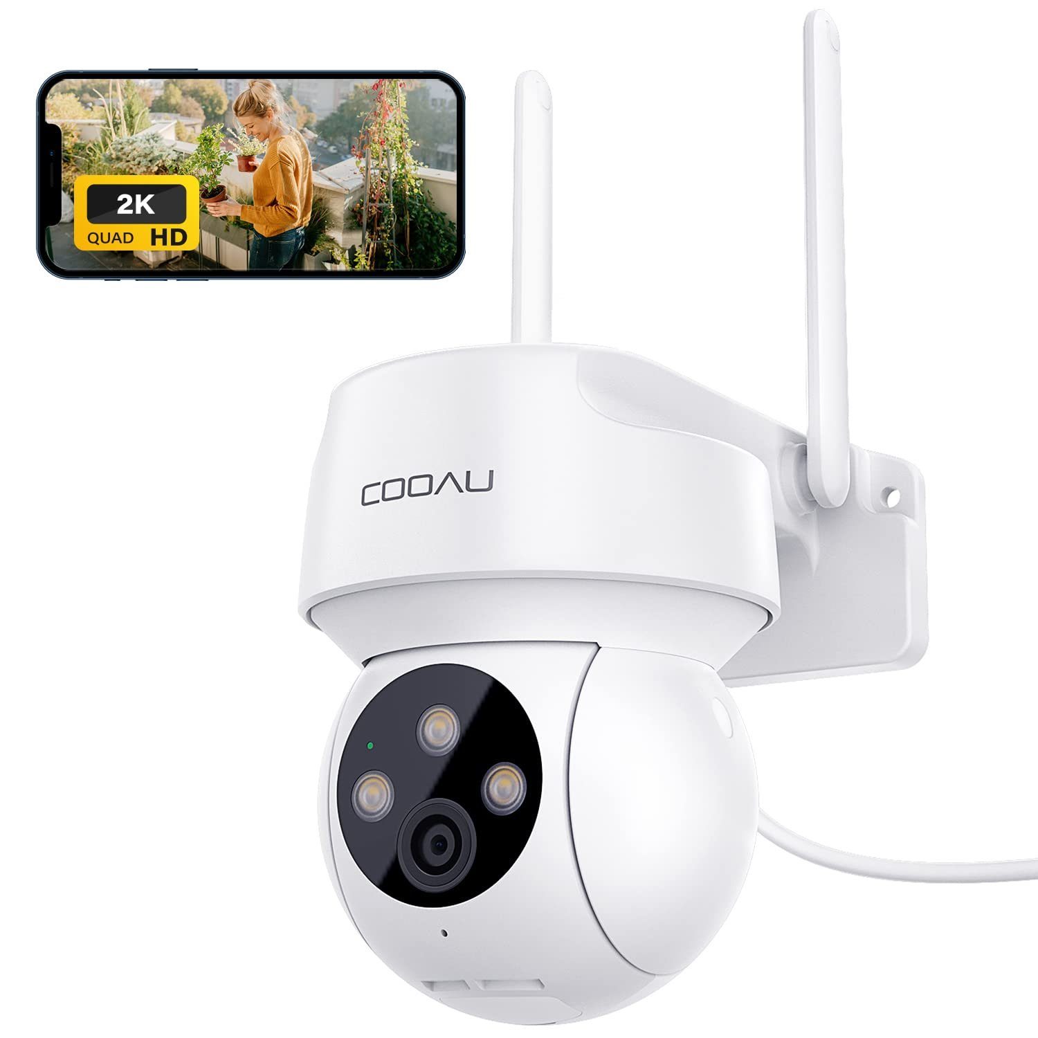 COOAU 2K 3MP Überwachungskamera Aussen PTZ WLAN Kamera Outdoor Überwachungskamera (Aussen, Außen, Außenbereich, 355°/90°Schwenkbar WLAN WiFi Kamera Überwachung, Automatische Menschliche Verfolgung,24/7 Aufnahme,Nachtsicht in Farbe, Erweitert Datensch