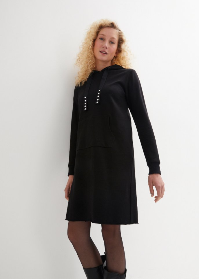 Baumwoll-Sweatkleid mit Kängurutasche