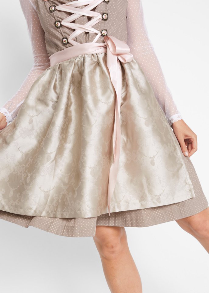 Dirndl mit Stehkragen, knieumspielend (2-tlg. Set)