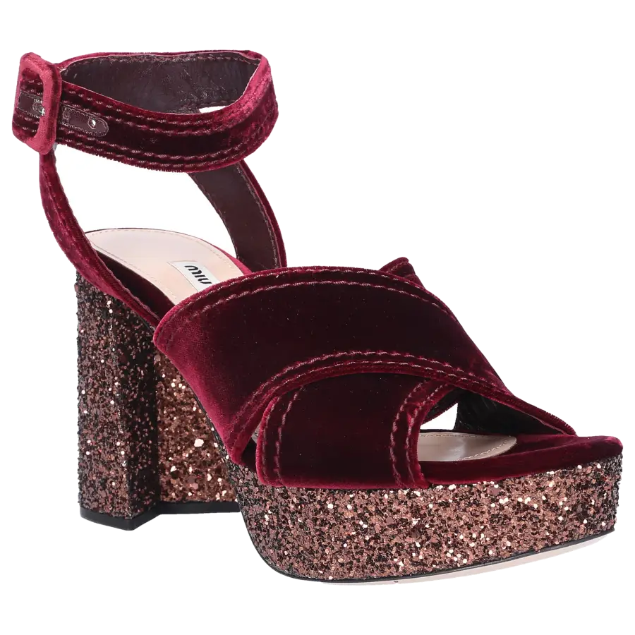 Miu Miu - Plateausandalen Samt - rot