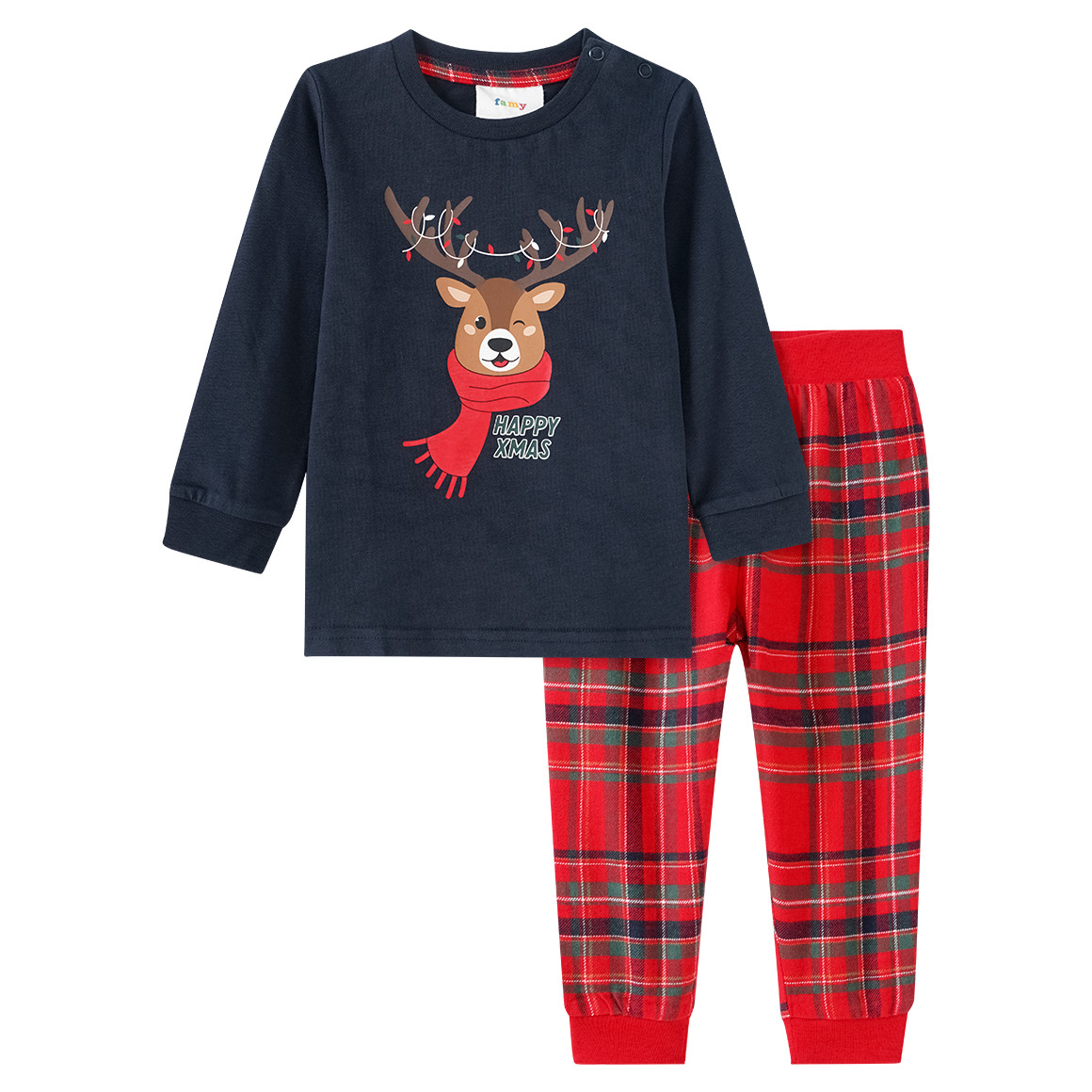 Baby Weihnachtsschlafanzug im Set dunkelblau / rot