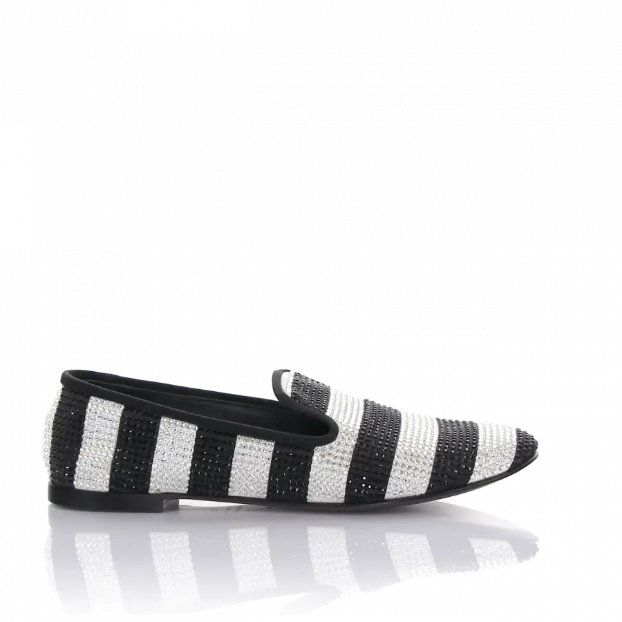 Giuseppe Zanotti - Slipper Textil Strass schwarz silber - schwarz