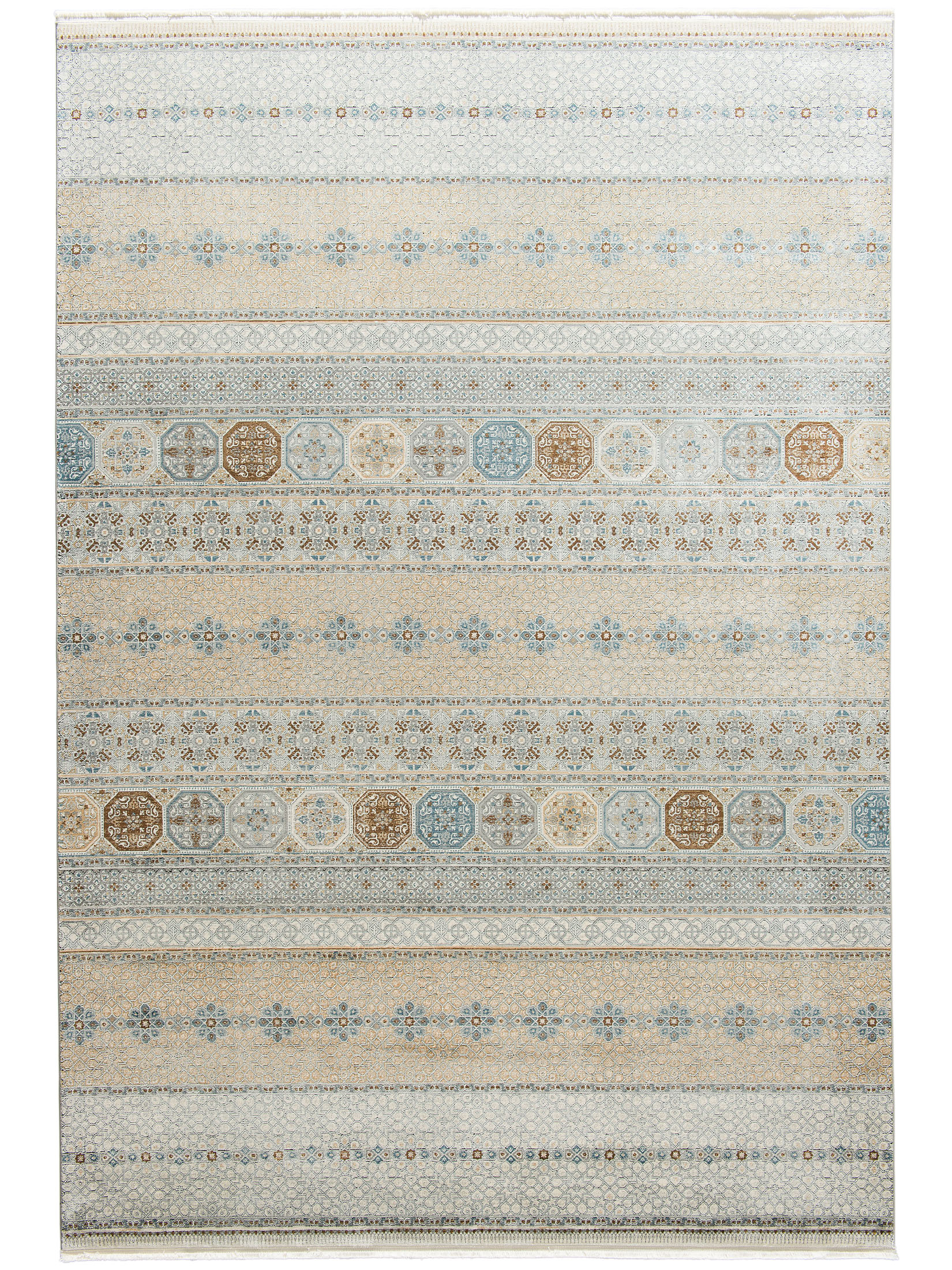 Mamaras Vintage-Teppich, Blau/Gold/Silber