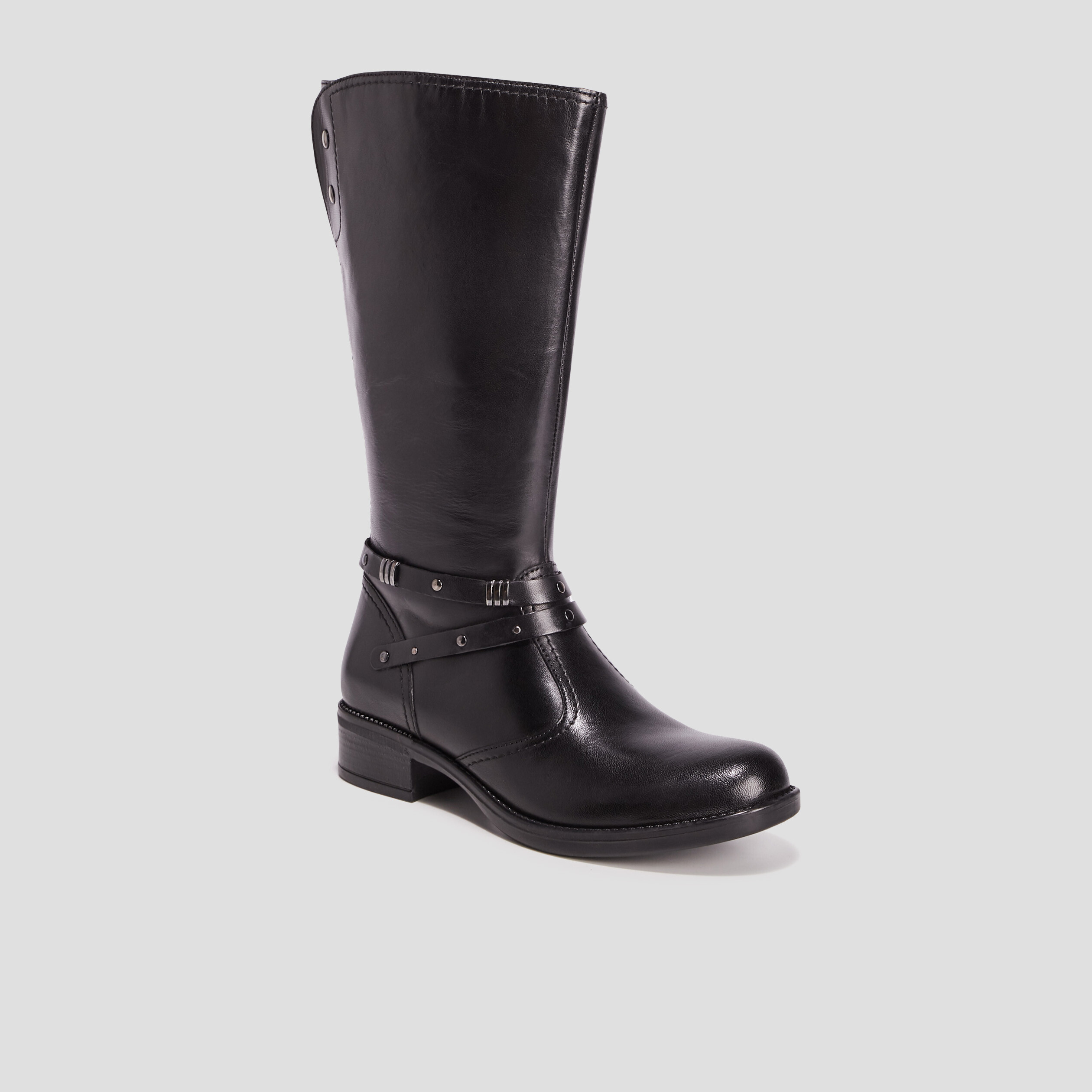 Bottes zippées en cuir noir fille | La Halle