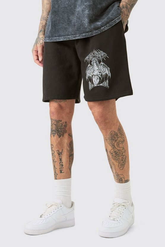 Tall Oversize Jersey-Shorts mit Print