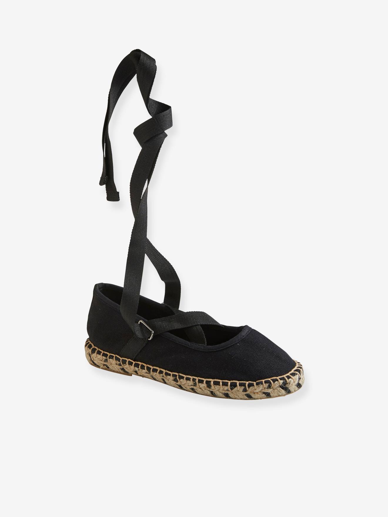 Ballerines espadrilles fille en toile noir