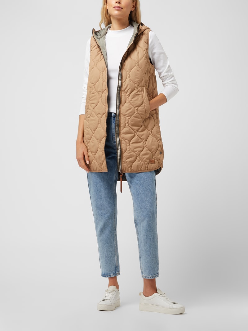 Steppweste mit Kapuze in camel