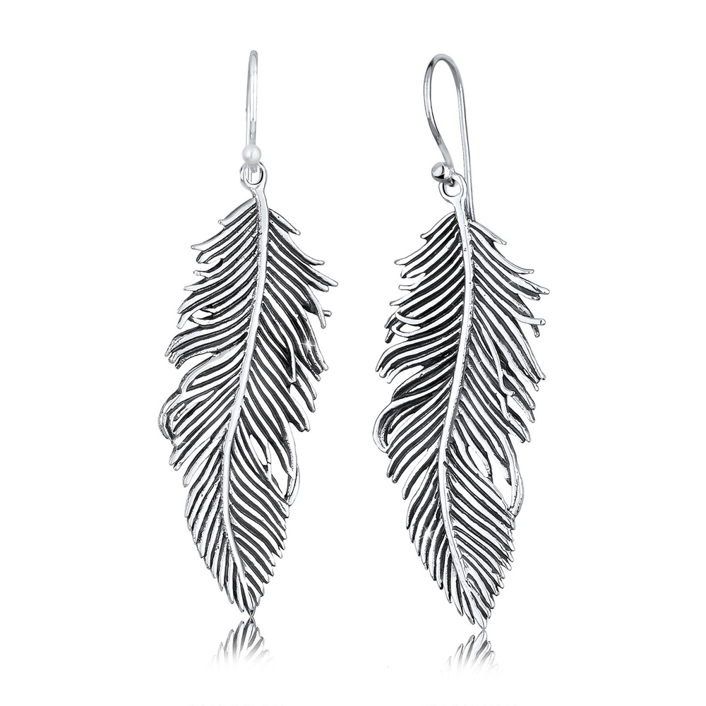 Elli Elli Boucles d'Oreilles Plume  Femme  (925/1000) Argent Boucles d'oreilles