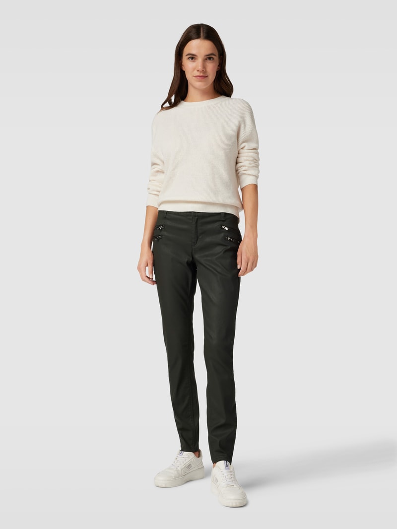 Skinny Fit Jeans mit Reißverschlusstaschen in dunkelgrün