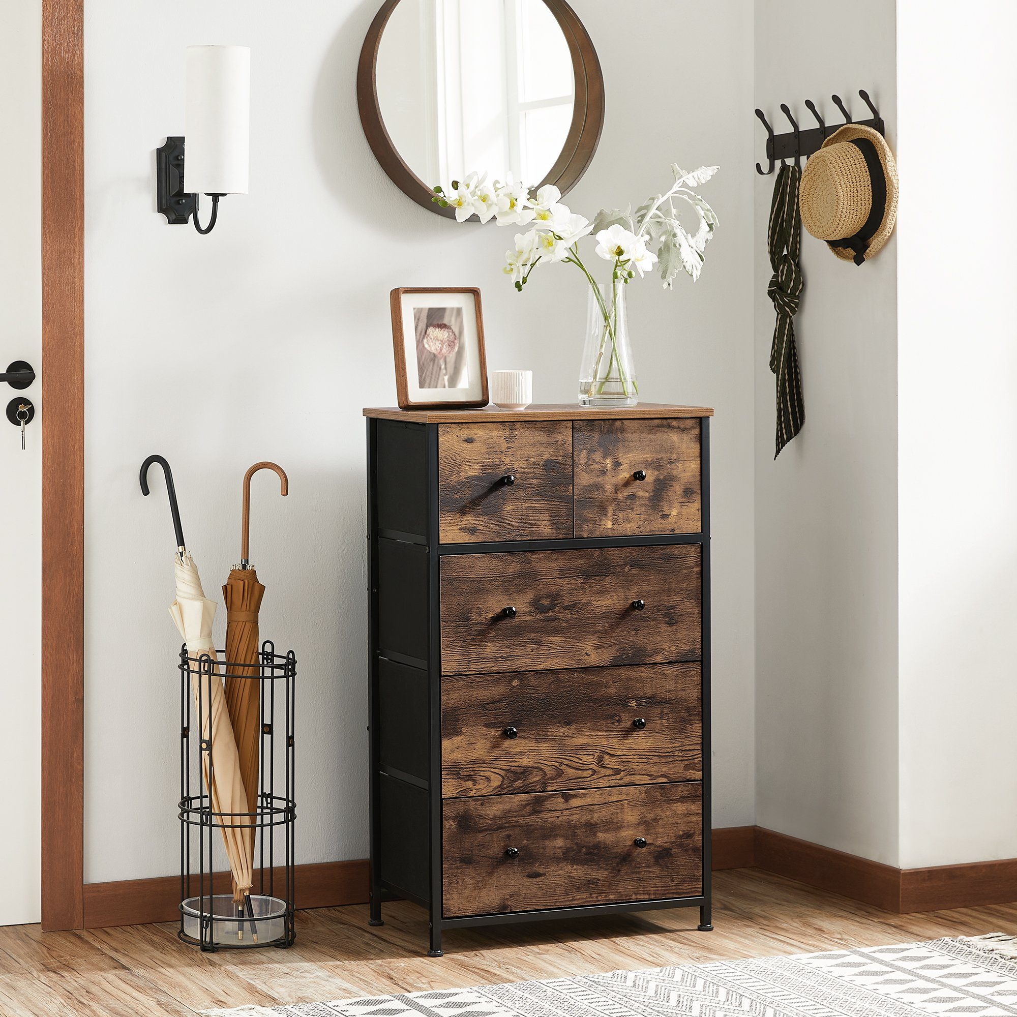 SONGMICS Kommode, Stoffschubalden, Industrie-Design