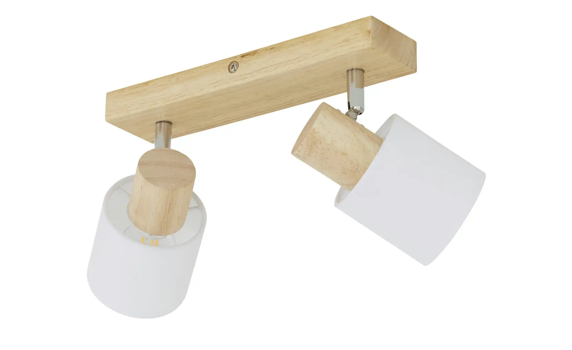 KHG Deckenstrahler, 2-flammig, Holz/ Stoffschirm weiß