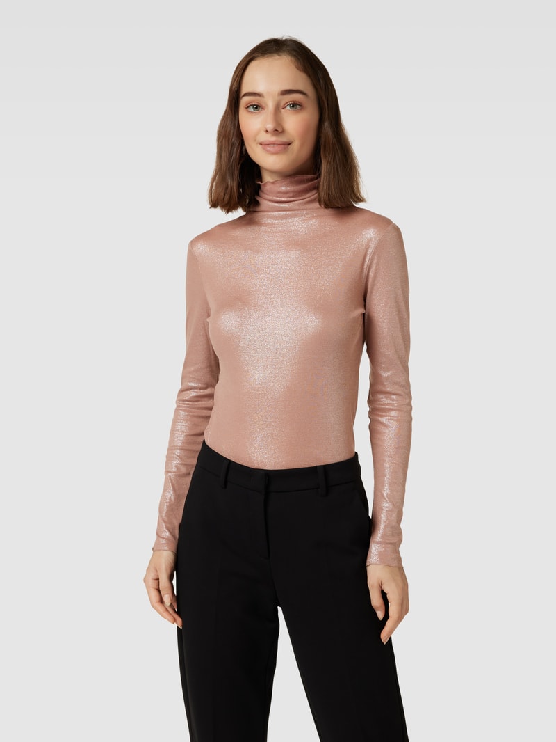 Rollkragenpullover mit Effektgarn in altrosa