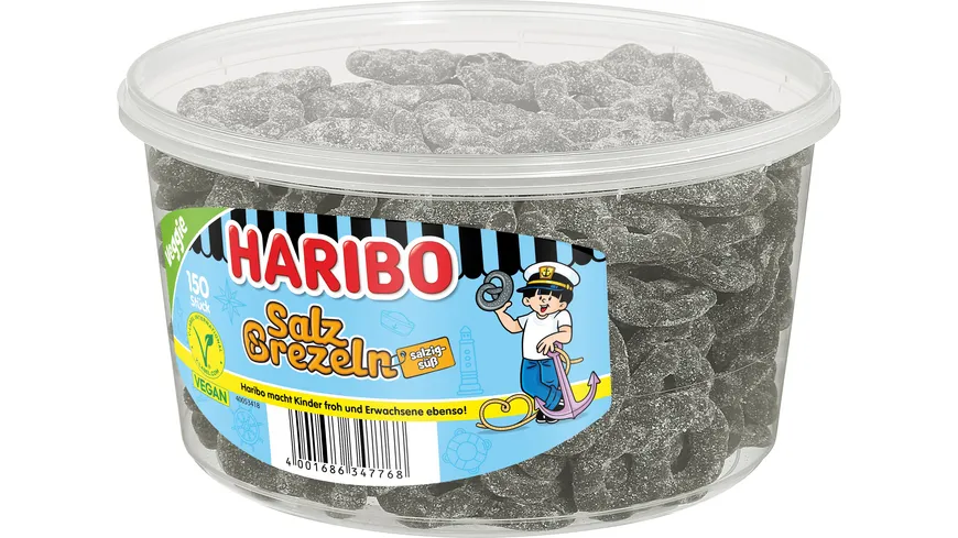 Haribo Lakritz Salz Brezeln Runddose Veggie 1050 g