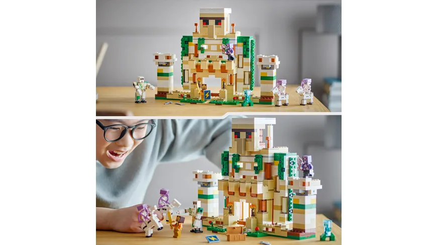 LEGO Minecraft 21250 Die Eisengolem-Festung, Spielzeug-Set mit Creeper