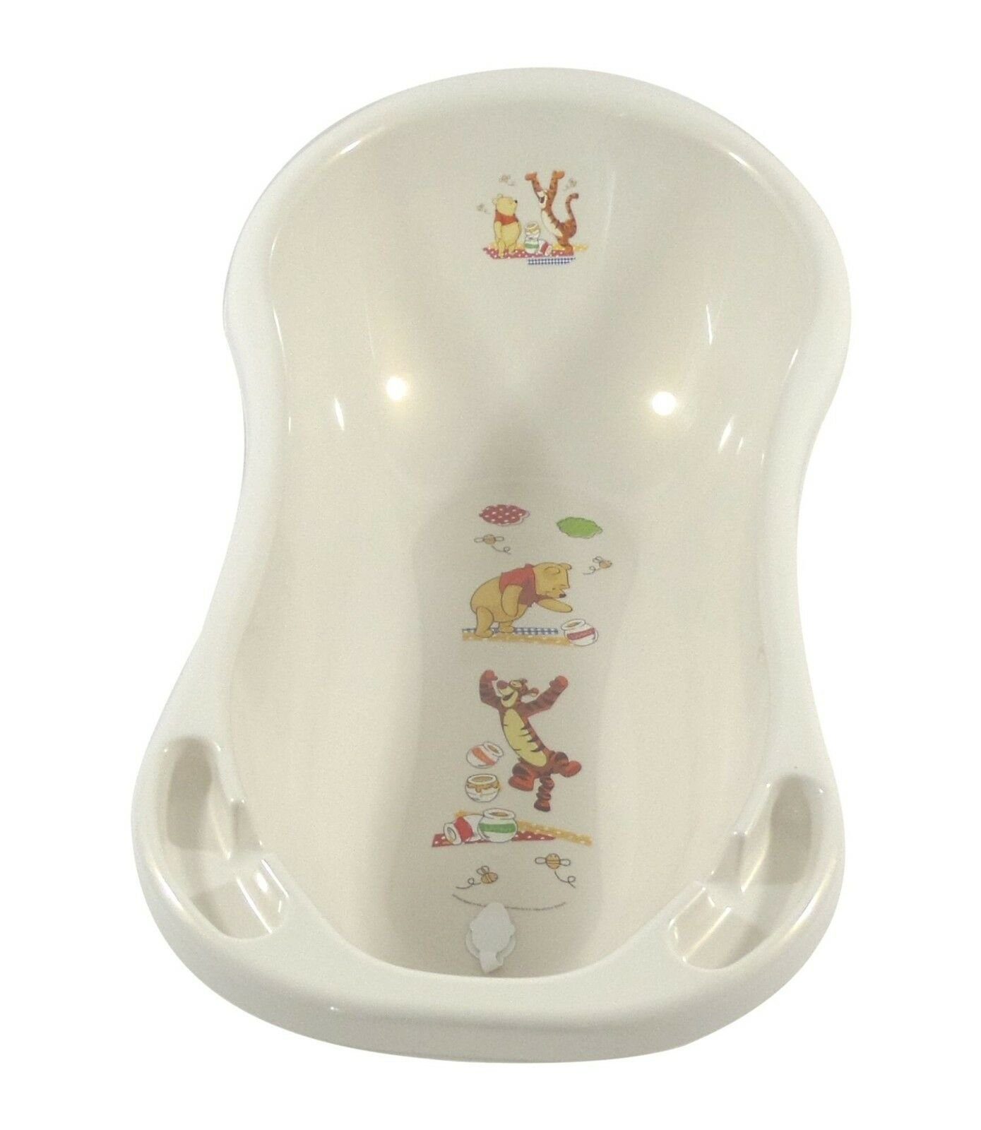 KiNDERWELT Babybadewanne Babywanne XXL Winnie Pooh perlweiß Ablaufstöpsel, mit Ablaufstöpsel