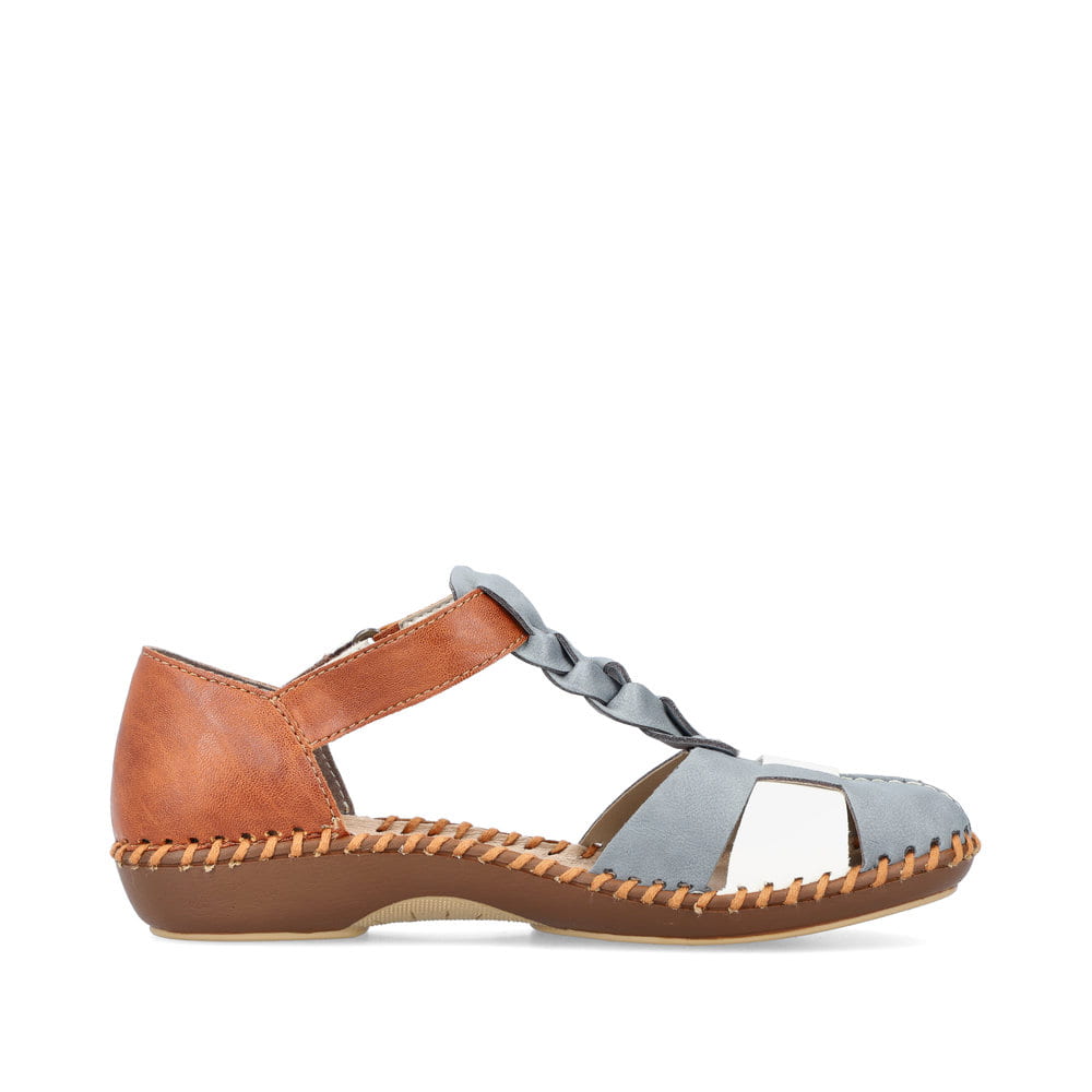 Rieker Damen Riemchensandalen himmelblau-nussbraun