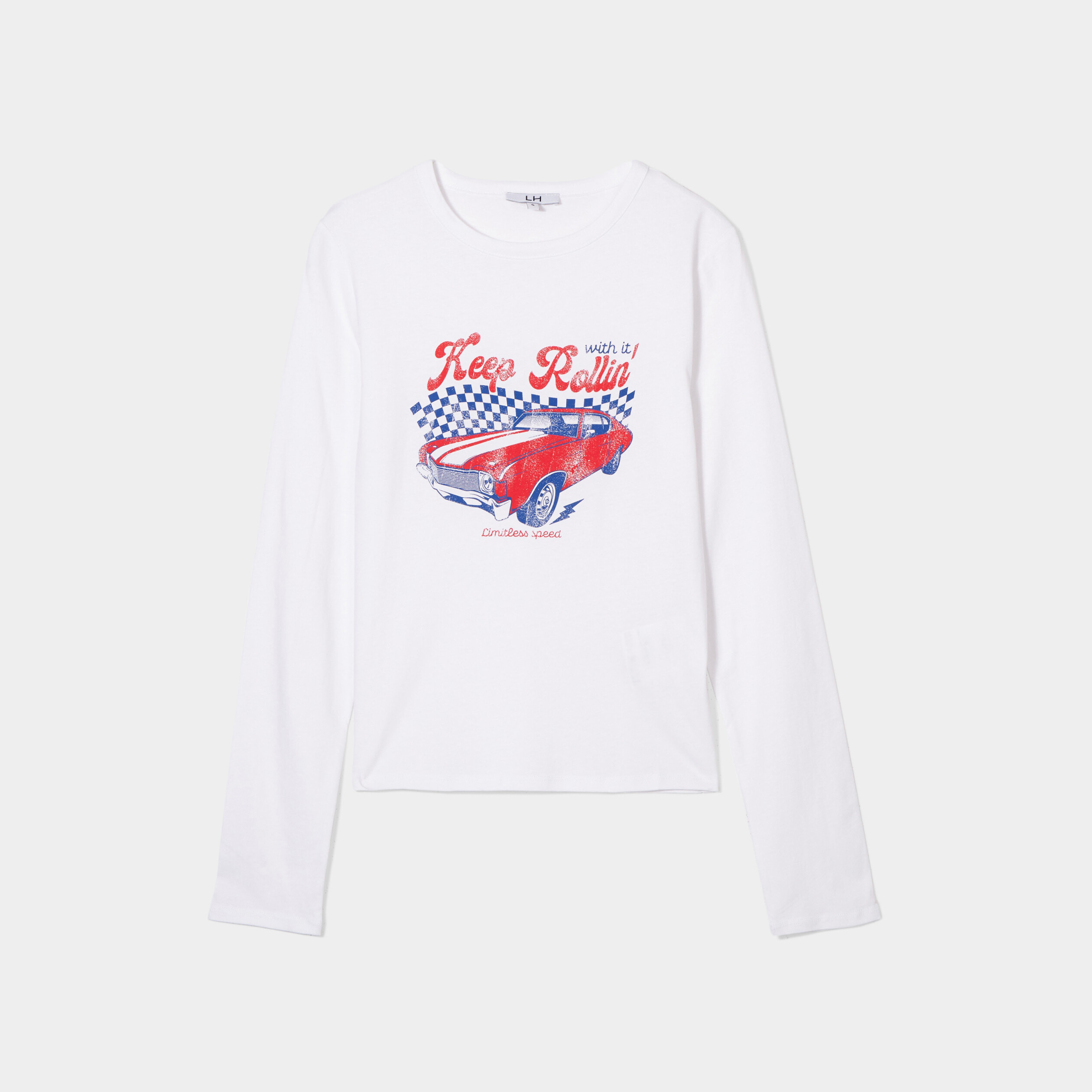 T-shirt ajusté manches longues coton blanc femme | La Halle
